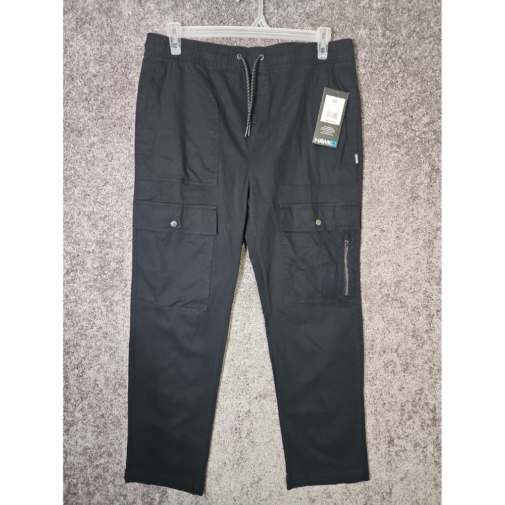 Mens Tony Hawk Black Mixed Media Cargo Pants. NWT. Large